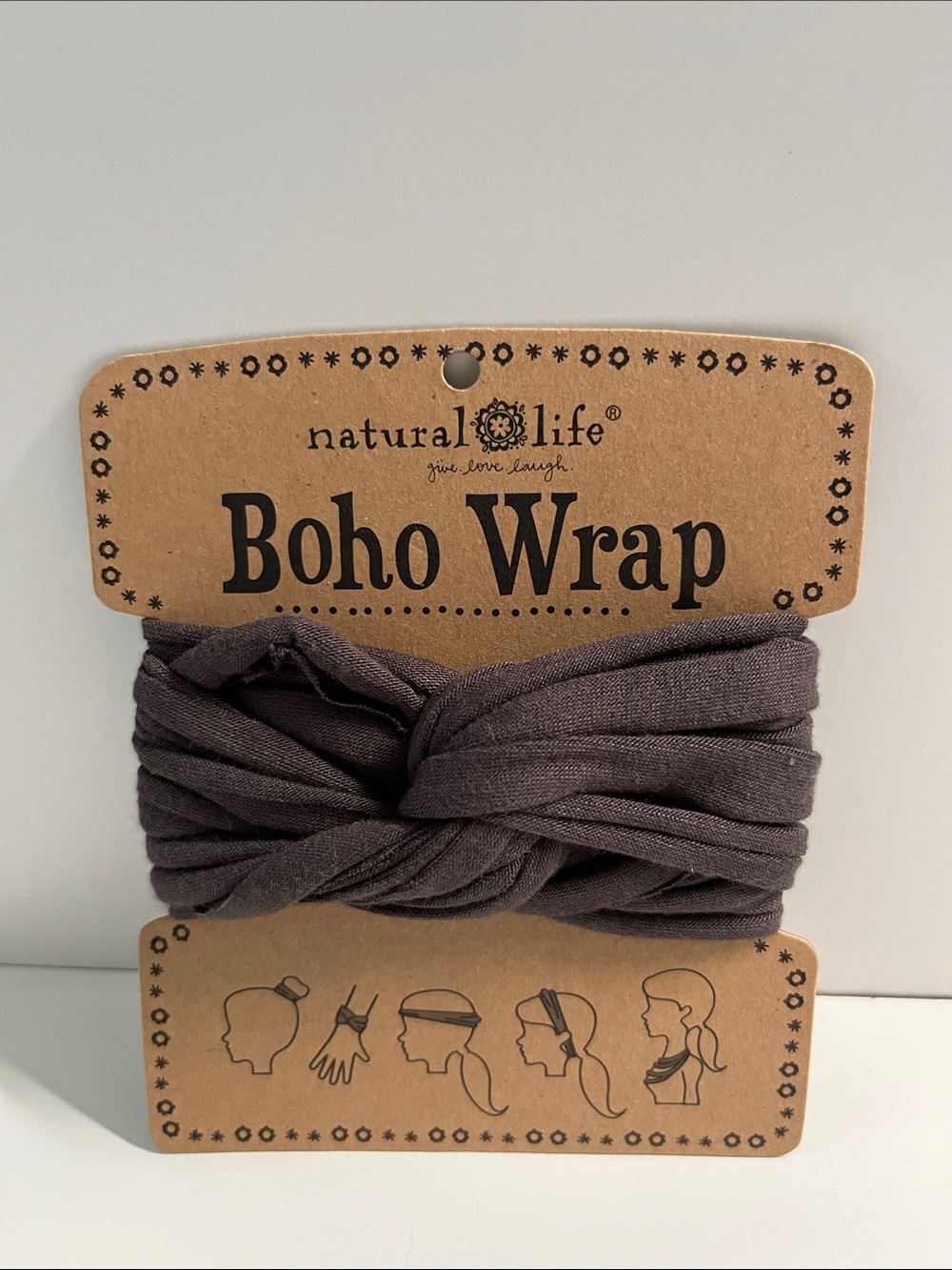 NATURAL LIFE Boho Wrap Headband in Charcoal Gray